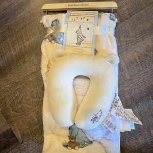Pooh Bear Collection Cream Baby Neck Pillow & Blanket Set